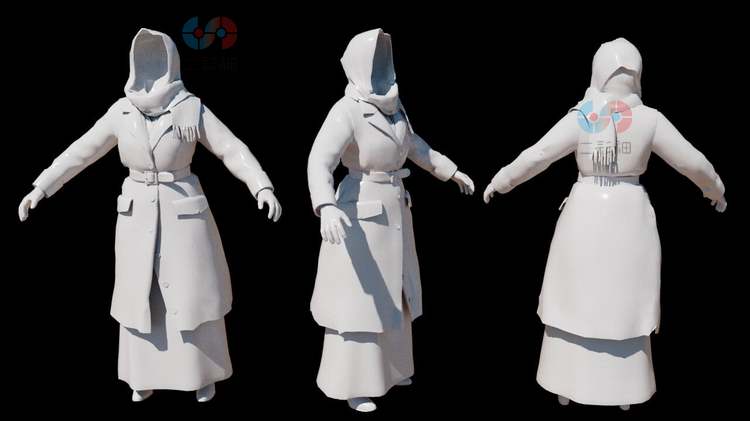 C4D中世纪复古装饰装束服装衣服长装fbx模型maya建模md设计素材C5443