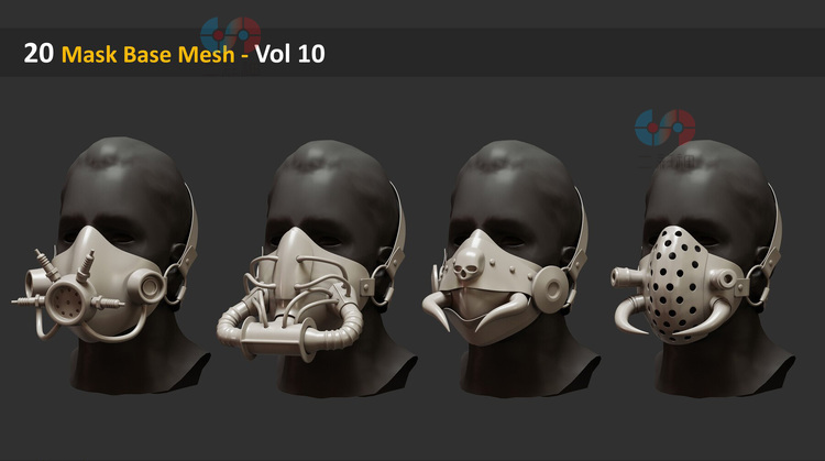 C4D白膜面罩口罩防护罩基础网格fbx模型obj建模max设计maya素材C5444