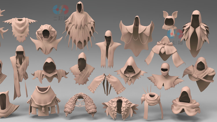 白膜C4D围巾披风衣服配饰基础网格blender模型fbx建模obj素材低模C5445