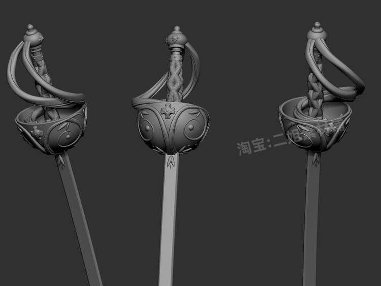 zbrush海盗套装枪复古武器3D游戏资产道具武器ztl模型建模白膜C5452
