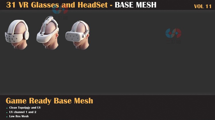 C4D白膜VR眼镜耳机zbrush基础网格3D模型fbx建模obj设计maya素材C5459