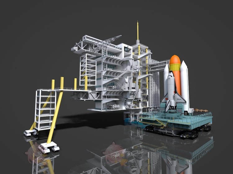 C4D科幻机械宇宙航空航天火箭飞船发射架maya模型FBX建模obj素材C5485