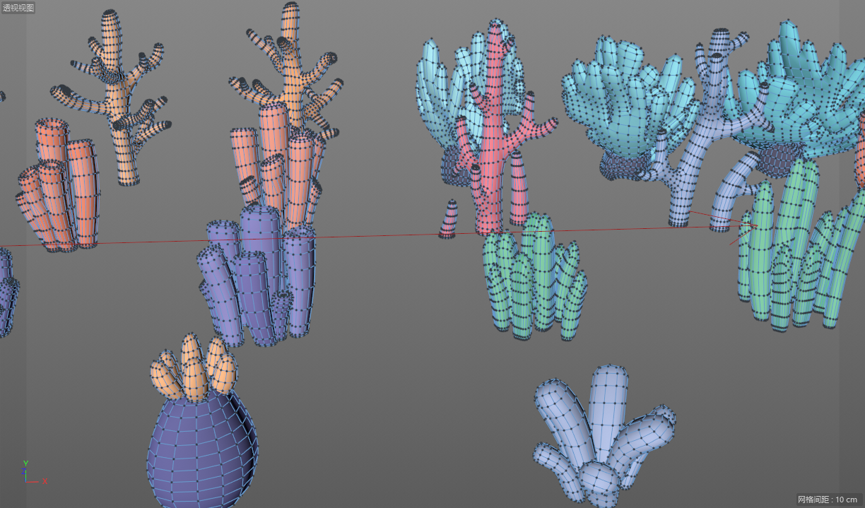 C4D卡通海底海洋水下珊瑚海星obj海草Blender模型FBX建模3D素材C5512