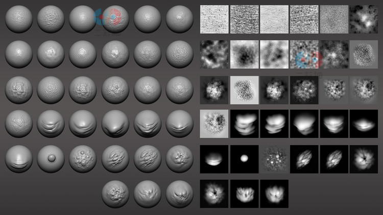 zbrush生物怪物怪兽皮肤疤痕VDM笔刷alpha贴图C4D纹理3D设计素材C5535