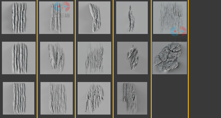 zbrush损坏木材缺陷vdm笔刷4K alpha纹理贴图zb雕刻3D画笔C4D素材C5537