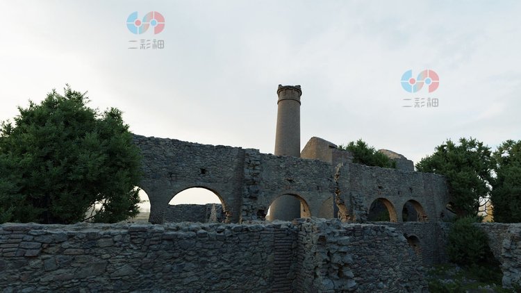 C4D砖房废墟古建筑blender模型obj建模fbx设计maya素材zbrush立体C5567
