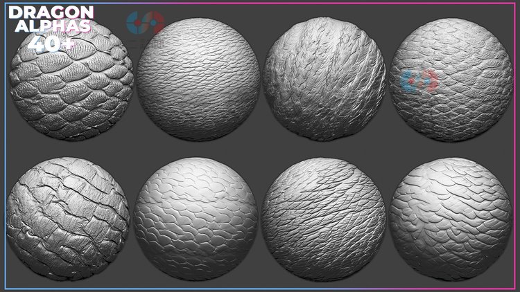 2K阿尔法C4D置换maya贴图zbrush龙鳄鱼皮肤细节鳄龟蛇犀牛sp素材C5591