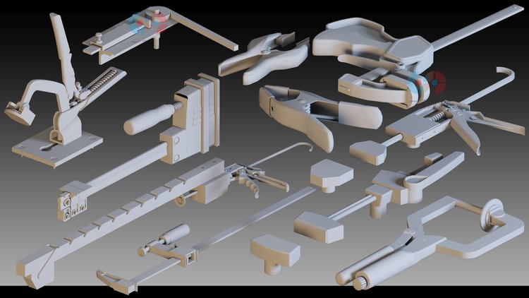 C4D白膜工业工具高细节连接器maya固定器obj建模fbx设计3dmax素材C5611