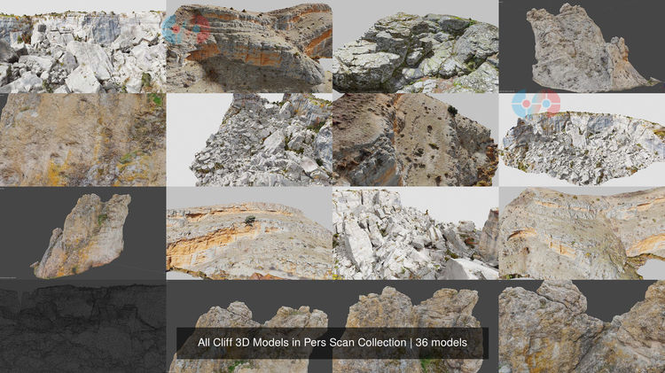 C4D扫描低模悬崖山峰巨石3D模型blend渲染fbx建模obj设计maya素材C5623