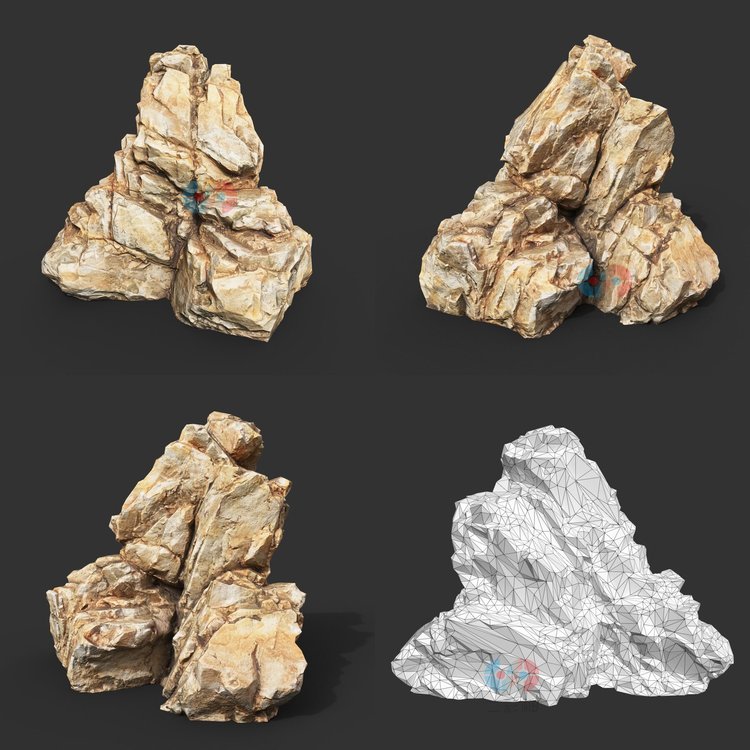 C4D尖锐锋利岩层悬崖zbrush景观山岩石zb石头maya建模3D模型资产C5638