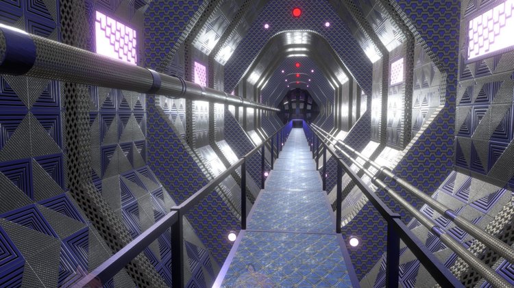 C4D科幻场景走廊门墙壁gltf地面3D模型blender渲染fbx建模obj素材C5672