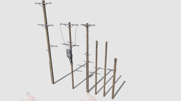 C4D电线杆gltf路杆资产3D模型blender渲染fbx建模obj设计maya素材C5674
