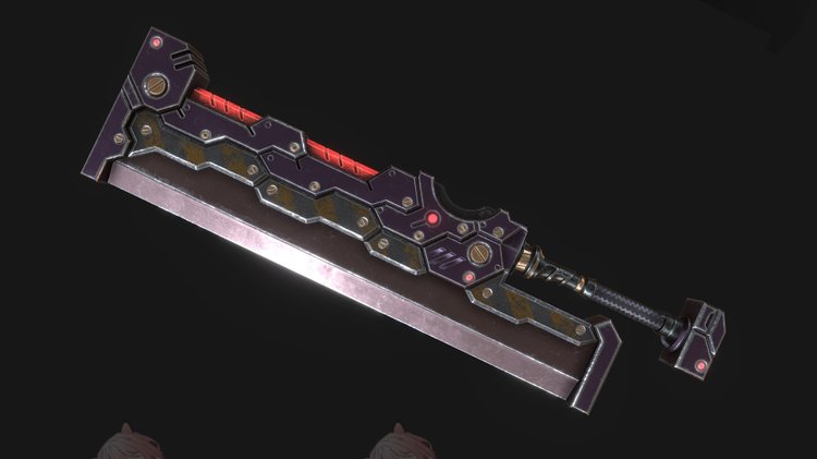C4D科幻赛博朋克剑武器obj冷兵器3D模型gltf渲染fbx建模maya素材C5676