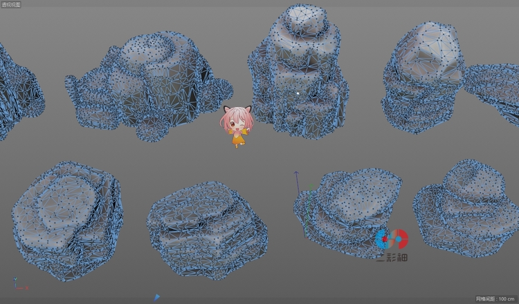 C4D低模石头石块gltf岩石3D模型blend渲染fbx建模obj设计maya素材C5712
