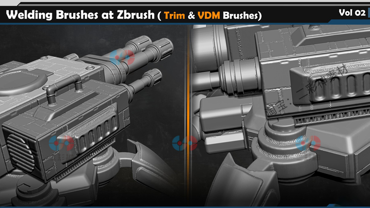 zbrush焊接VDM笔刷alpha贴图blender纹理maya接口接缝3D设计素材C5730
