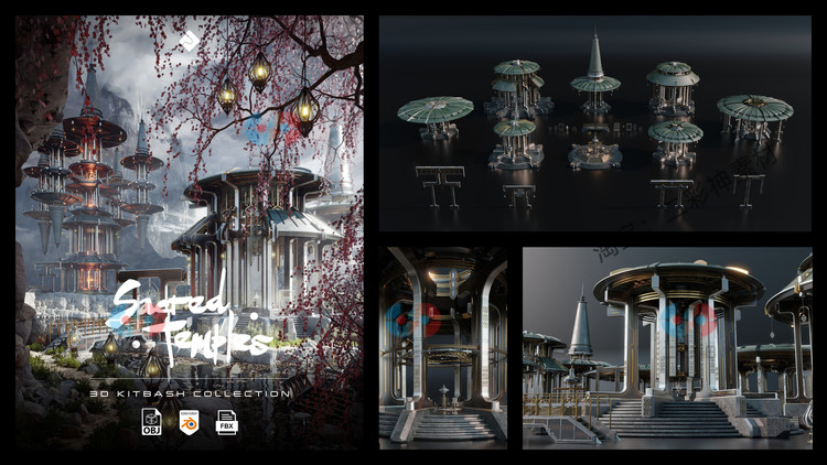 C4D亚洲建筑环境资产房屋3D模型blend渲染fbx建模obj设计maya素材C5748