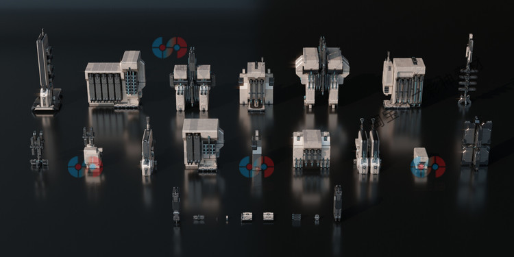 C4D太空基地创意科幻模块建筑物3D模型blender渲染fbx建模obj素材C5749