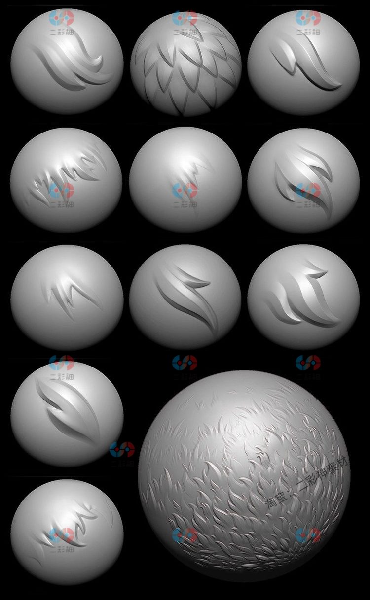 zbrush风格化毛发笔刷alpha贴图3dmax纹理C4D阿尔法maya设计素材C5756