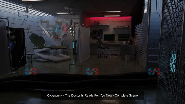 blender赛博朋克医院诊所场景一角霓虹写实牙医模型建模渲染素材C5775