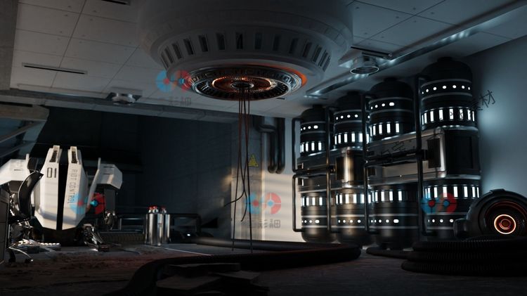 blender赛博朋克公寓科幻实验室场景3D模型房间一角房屋建筑建模C5776