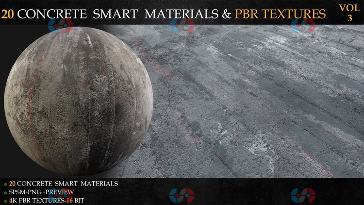 substance painter混凝土水泥地面sp马路智能材料PBR纹理C4D贴图C5800