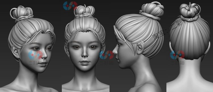 CG古风女士女性女侠分层UV贴图fbx人物obj角色zbrush建模3D模型C5803