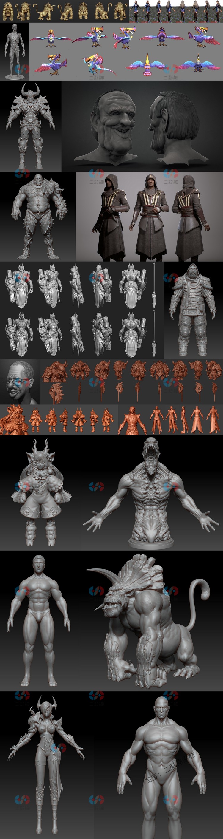zb源文件zbrush次时代男女角色怪物高模雕刻模型参考ztl手办人物C5807