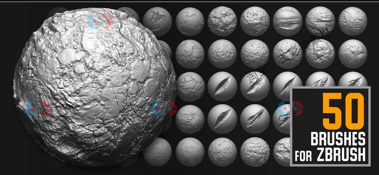 zbrush裂缝裂痕裂隙斑驳地面墙壁纹理笔刷alpha贴图psd设计素材C5814