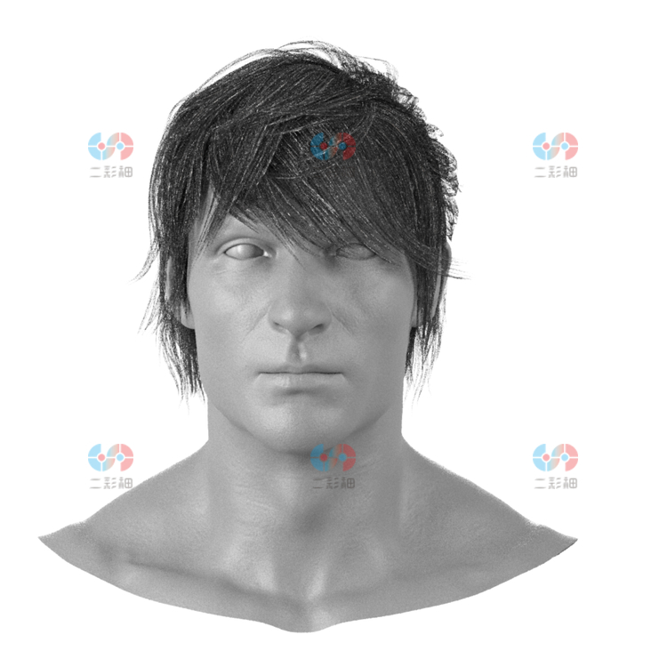 C4D写实男性头发维京人UE辫子发卡卷发zbrush斜刘海obj建模3D模型C5845