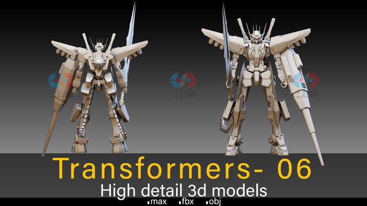 C4D白膜变形金刚机器人玩具高细节3D模型obj建模fbx渲染maya素材C5849