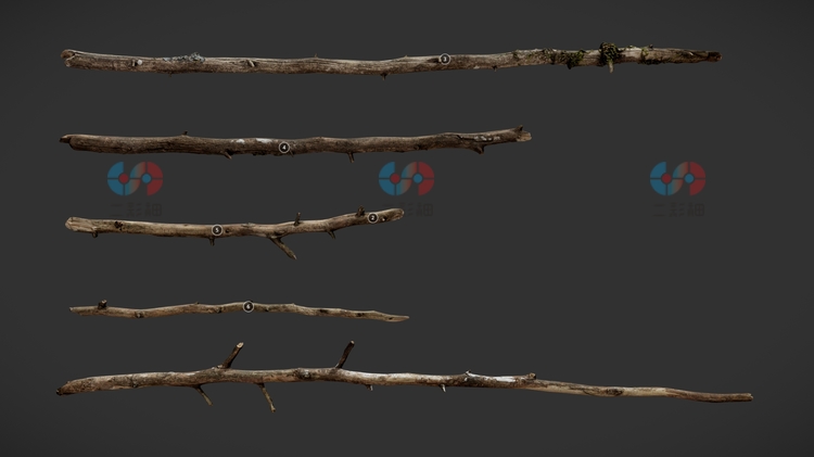 C4D低模枯树枝木棍树干木头木材3D模型fbx建模obj设计maya素材C5853