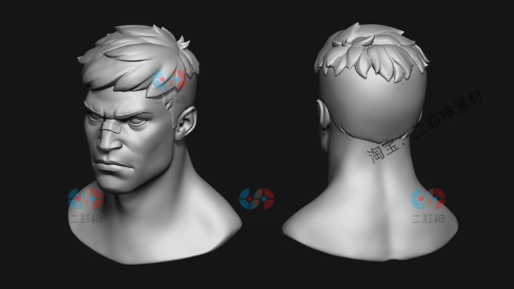 白膜C4D低模男生UE5头像obj半身像3D模型blender渲染建模maya素材C5862