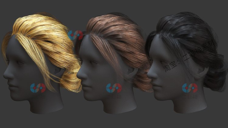 C4D女性低多边形发卡女士obj头发3D模型max渲染fbx建模maya素材UE C5866