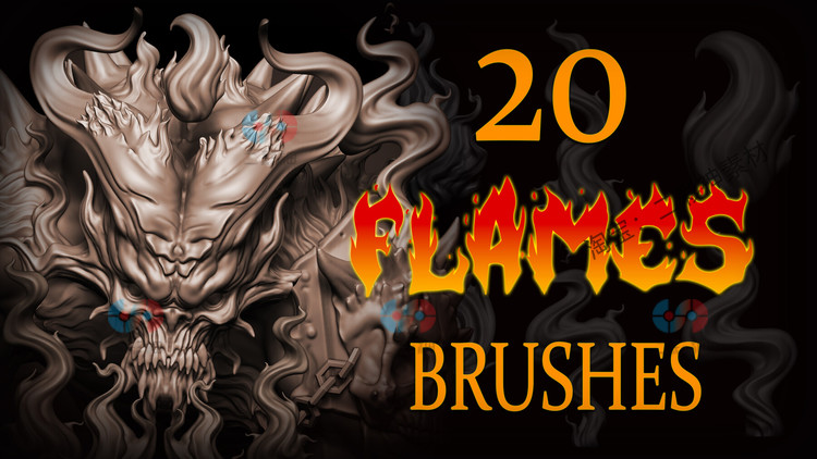 Zbrush火苗3D模型Blender火焰建模zb画笔obj格式imm笔刷C4D素材C5872 