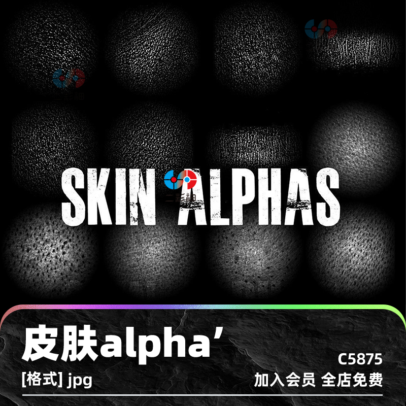 Zbrush皮肤3D阿尔法alpha纹理mayaC4D贴图zbrush设计blender素材C5875