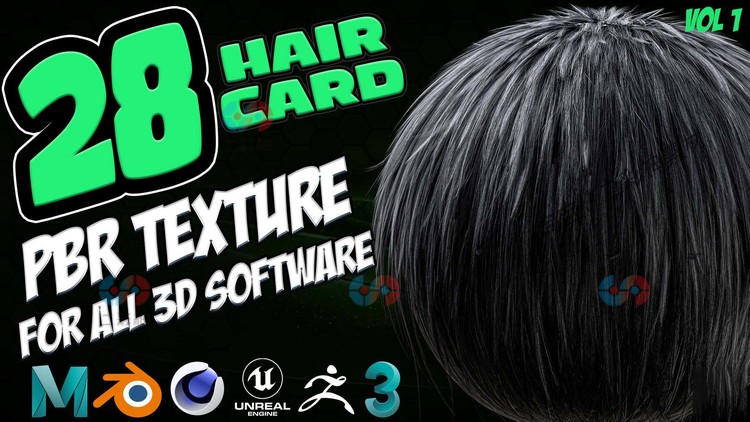 obj头发细节浓密简单头发单发多股婴儿头发3D模型C4D渲染zb建模C5876