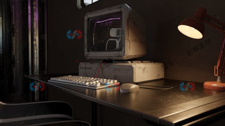 blender赛博朋克公寓场景电脑椅子沙发3D模型建模渲染素材参考C5892