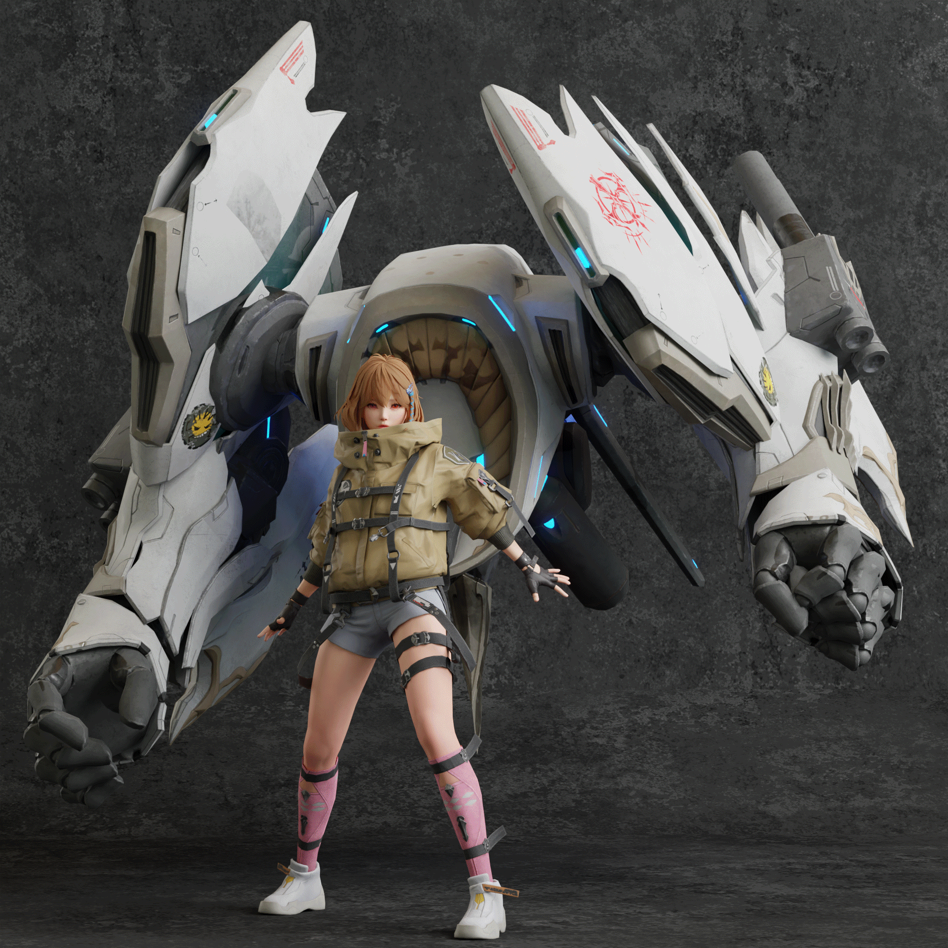 blender少女机甲游戏maya人物角色次世代日韩风格fbx模型C4D建模