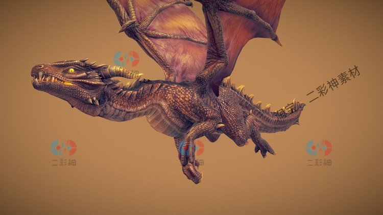 fbx西方飞龙C4D怪物恶龙龙王maya盘龙火龙3D模型blender建模素材C5902