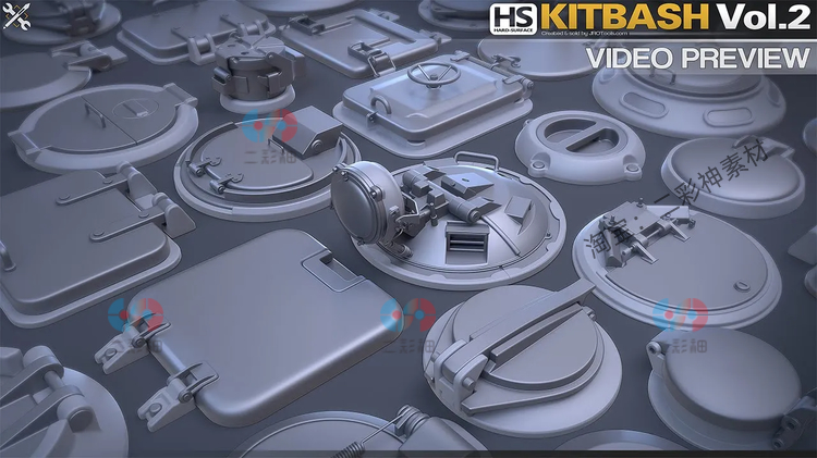 C4D白膜blender舱口fbx盖子zbrush笔刷obj建模3Dmax模型3D硬表面C5906