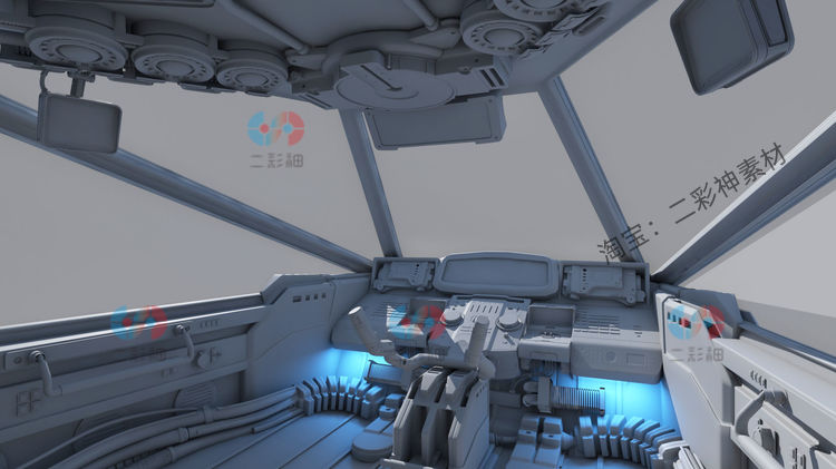 C4D宇宙飞船战舰驾驶舱机舱控制室控制台ue飞碟obj模型3dmax建模 C5916 