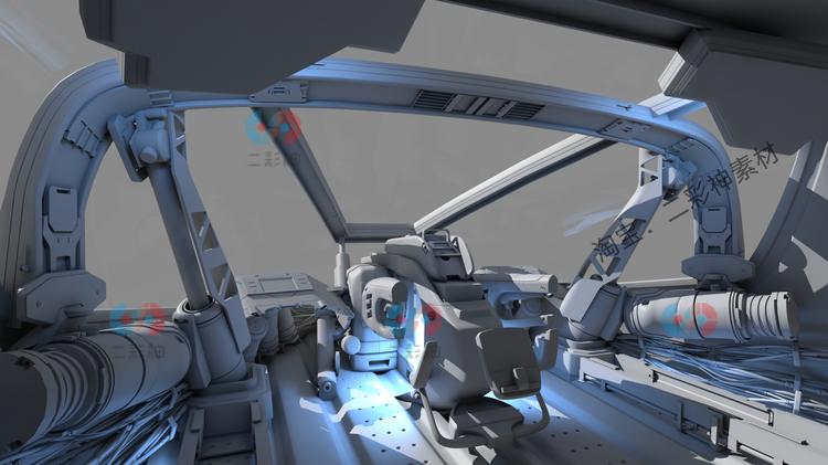 C4D宇宙飞船战舰驾驶舱机舱控制室控制台ue飞碟fbx模型3dmax建模 C5917 