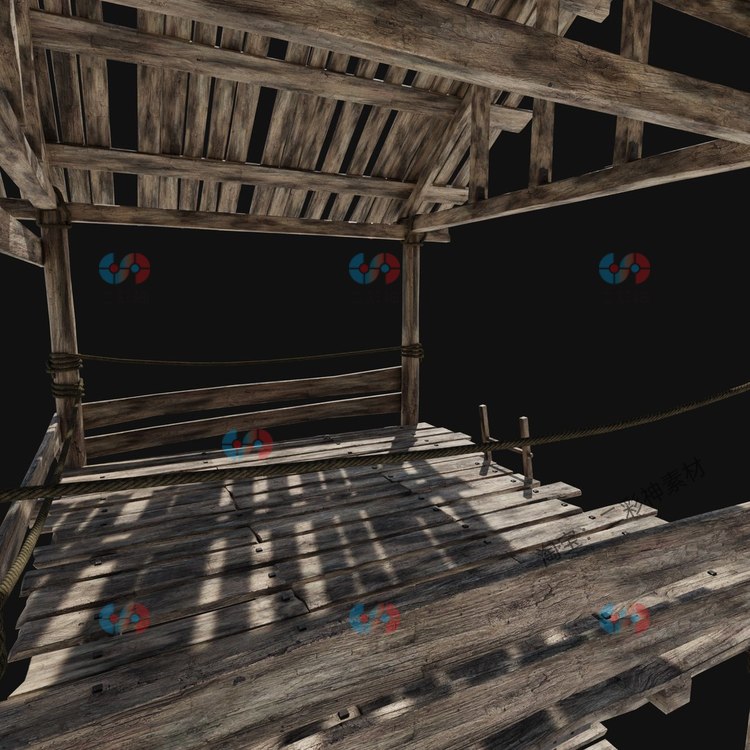 C4D港口建筑码头木头设施木桥3D模型渲染fbx建模obj建模maya素材C5923