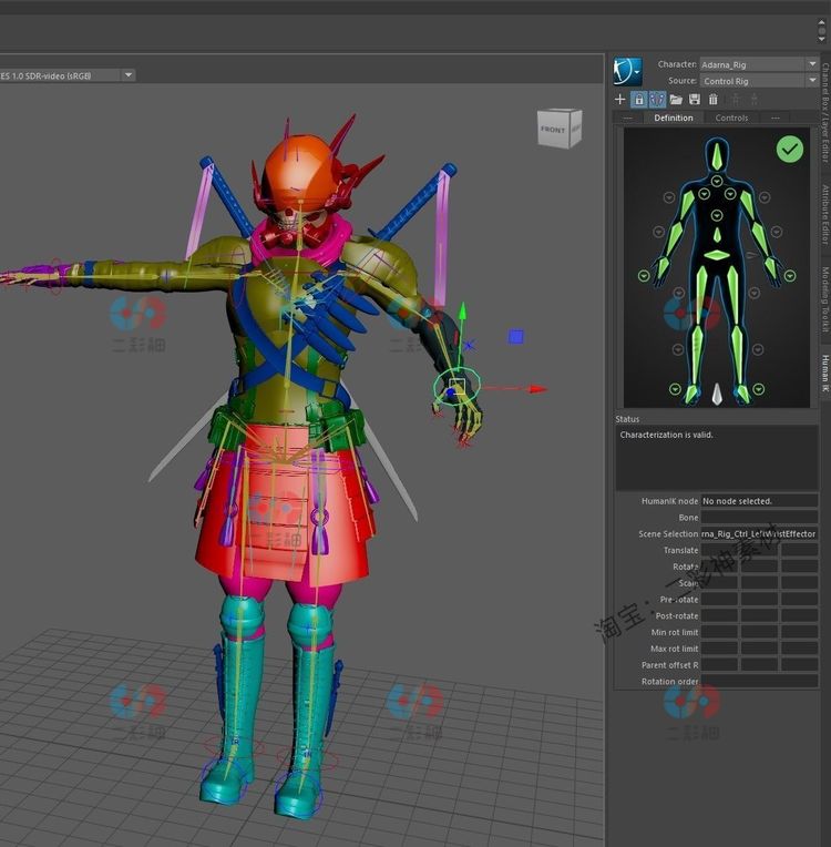maya科幻武士忍者3D建模CG模型绑定fbx角色游戏C4D人物武器4K纹理C5924