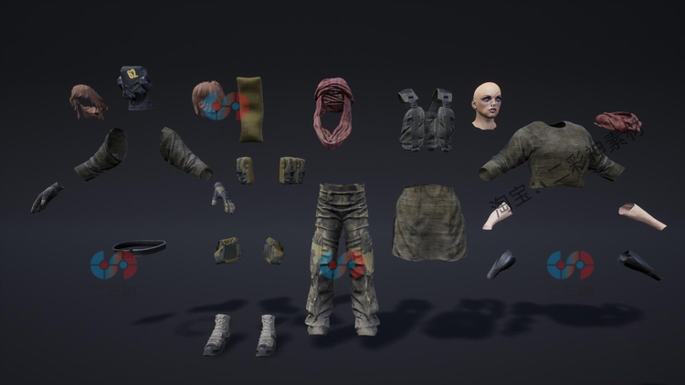 C4D女性士兵UE4展示UE5模块化游戏角色展示unity人物fbx模型建模C5925
