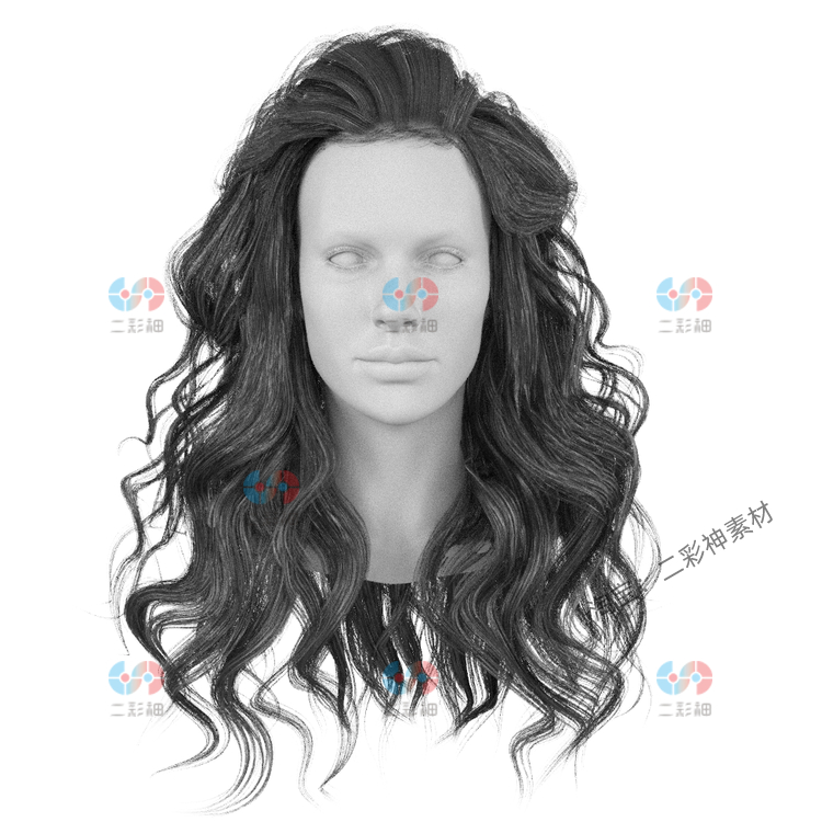 blender女性头发专业实时头发卡发型卷发maya长发obj建模C4D模型C5927 