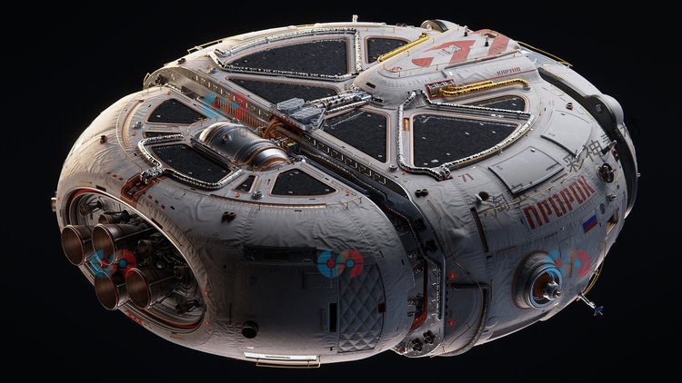 blender航天器宇宙飞船航天空间航天站空天飞船3D模型建模渲染C5932