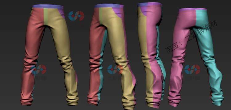 zbrush格式化裤子基础网格服装3D模型渲染建模设计素材长裤源文件C5933