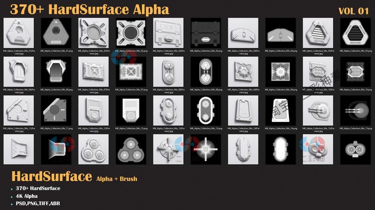 370+硬表面Alpha模型细节基座形状元素螺栓集装箱门通风口3D面板C5936