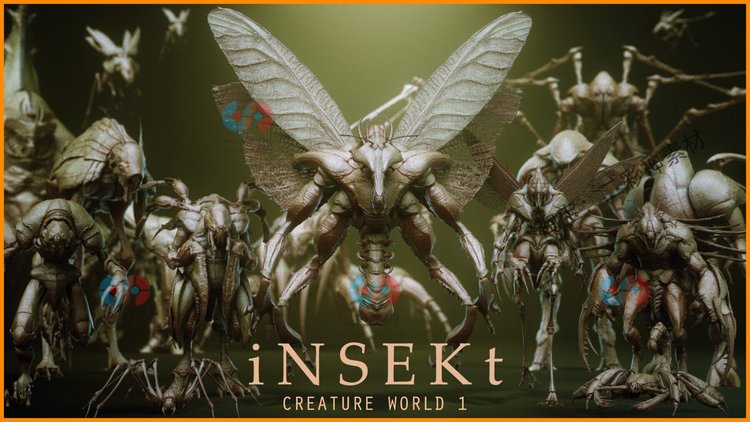 ZBrush昆虫C4D怪物zb笔刷blender头部躯干腿部翅膀零件雕刻模型C5949